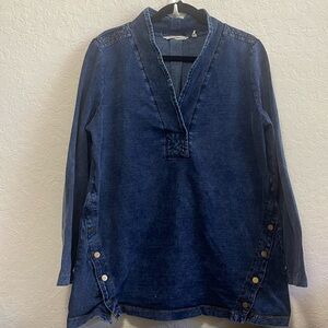 Soft Surroundings Tunic Stretch Denim Size XL Brass Button